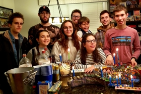 Group of people celebrating on stage