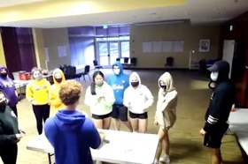 Group of people celebrating on stage