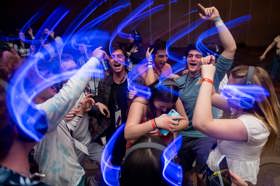 Group of people celebrating on stage