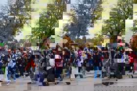 Group of people celebrating on stage