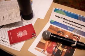 Group of people celebrating on stage