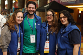 Group of people celebrating on stage