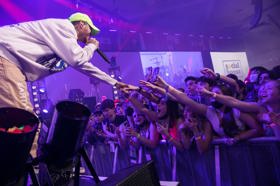 Group of people celebrating on stage