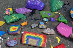 Group of people celebrating on stage